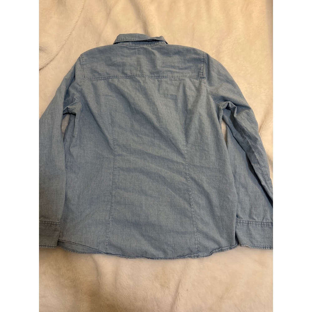 J.Crew Womens Light Wash Chambray Button Down Shirt Blue Long Sleeve Large - Picture 3 of 3
